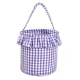 thumbnail image 2 of Callipe Halloween Basket, Plaid Ruffle Trick or Treat Candy Bucket with Handle for Kids, Reusable Gingham Fabric Storage Basket for Party Favors, 2 of 4