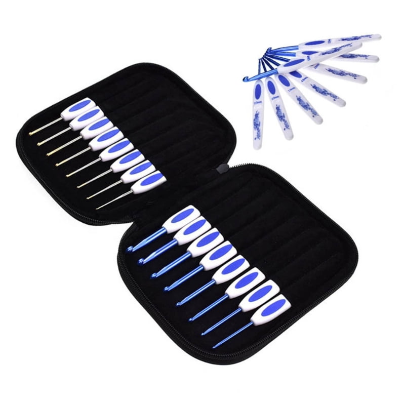 Zecic Crochet Hooks Set, 16Pcs Aluminum Knitting Needle for Arthritic Hands with Grip