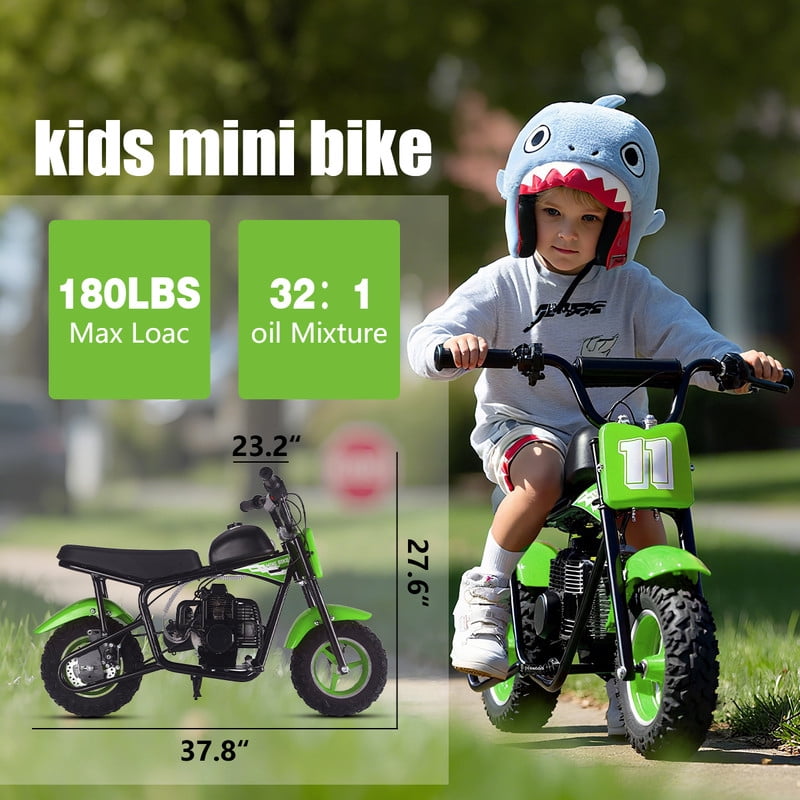 SAY YEAH 50cc Dirt Bike,2-Stroke Mini Bikes for Age 8+,Perfect for Beginner-s Learning Off-Road Riding,180 lbs Max Load,Green