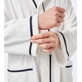 thumbnail image 3 of Arus Men's Hooded Classic Bathrobe Turkish Cotton Robe with Full Length Options, White With Navy Blue Border, Large-X-Large, 3 of 6
