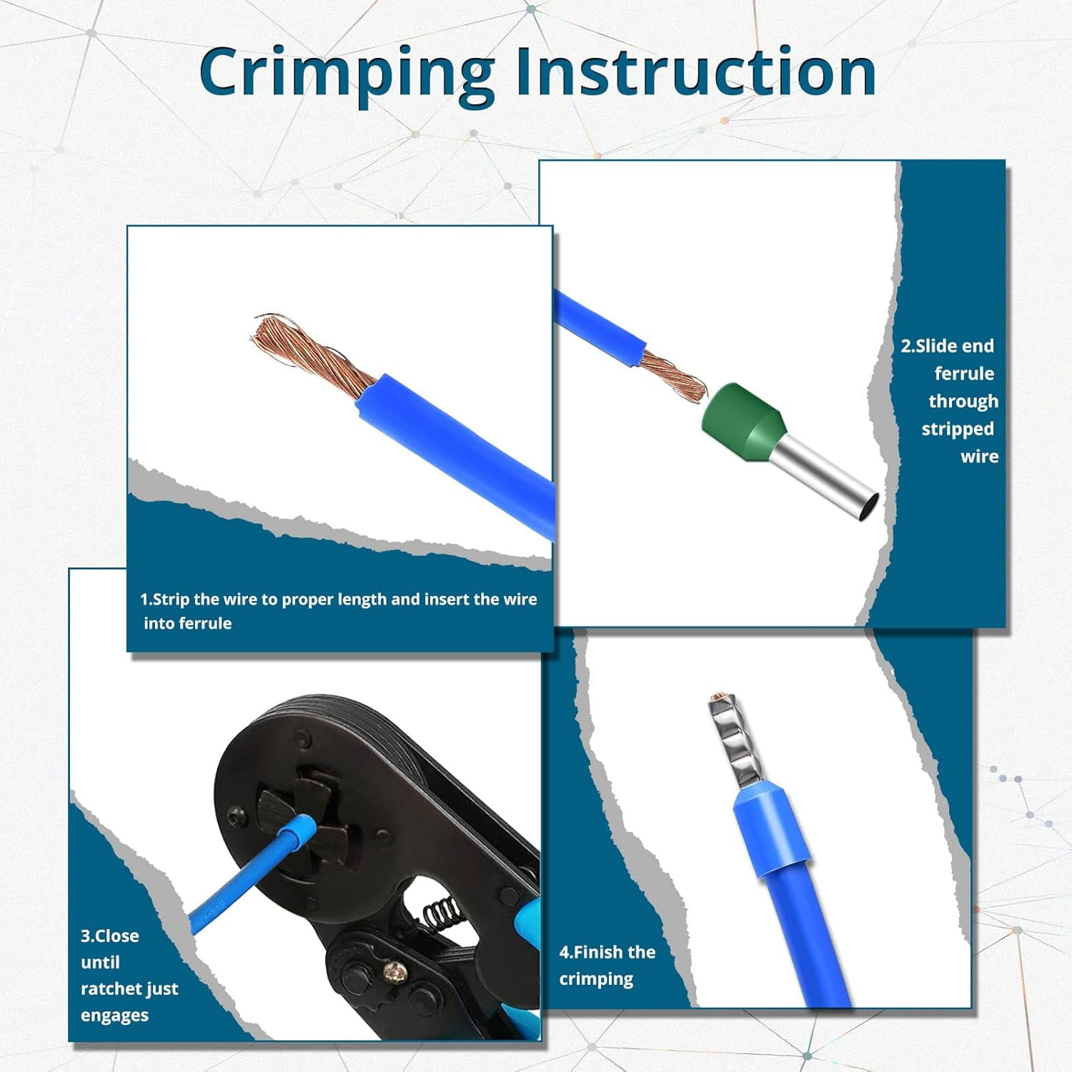 ABCISI Crimper Plier HSC8 16-4 Self-adjustable Crimping Tools, Used for 6.0-16.0mm2 (AWG10-5) Cable End-sleeves, Applicable for Tubular Bare Terminal and Pre-insulated Terminal