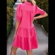 thumbnail image 4 of Vestido Plisado de Corta para Mujer, Color Rojo Rosa, Talla XL, 4 of 8