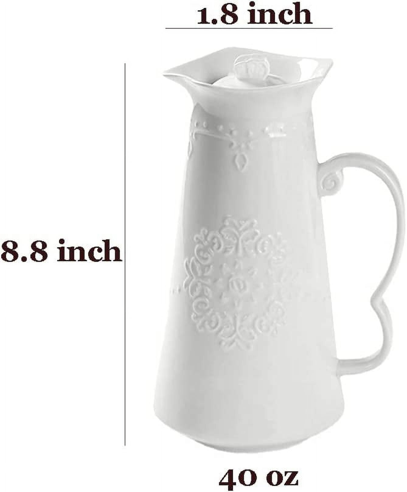 White Metal Pitcher with Candle Décor and Warm White LED Lgt