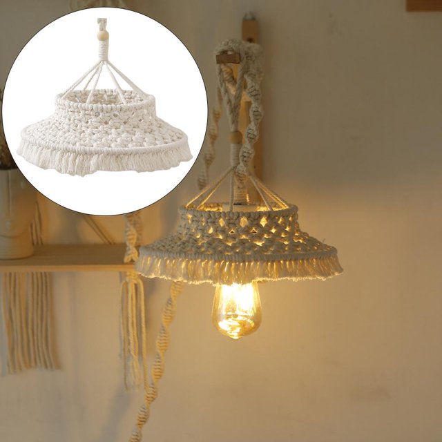 Lámpara tejida Tapiz de pantalla Borla Colgante de pared Colgante de cuerda de Boho creativo para decoración de Decoración BLESIY Pantalla Macramé