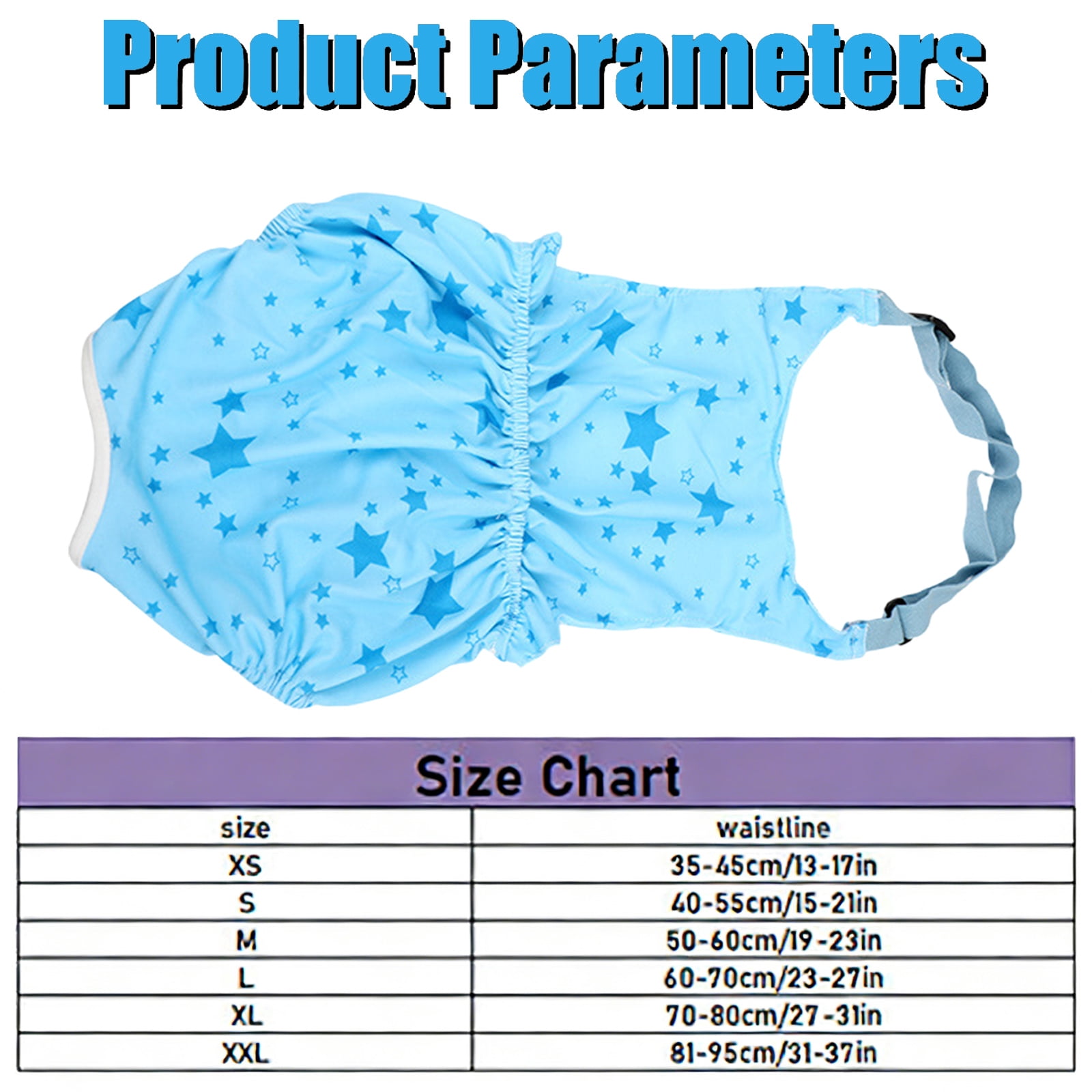 Nallwabiu Washable Dog Diapers Female Large Size,Reusable Highly Absorbent Doggie Diaper, Sky Blue Cloth Doggy Diaper for Heat Period Incontinence Management