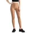 thumbnail image 2 of Vynhevius Women's Glossy Stretchy Leggings Solid High Elastic Slim Fit Full Length Casual Base Layer Tights, 2 of 5