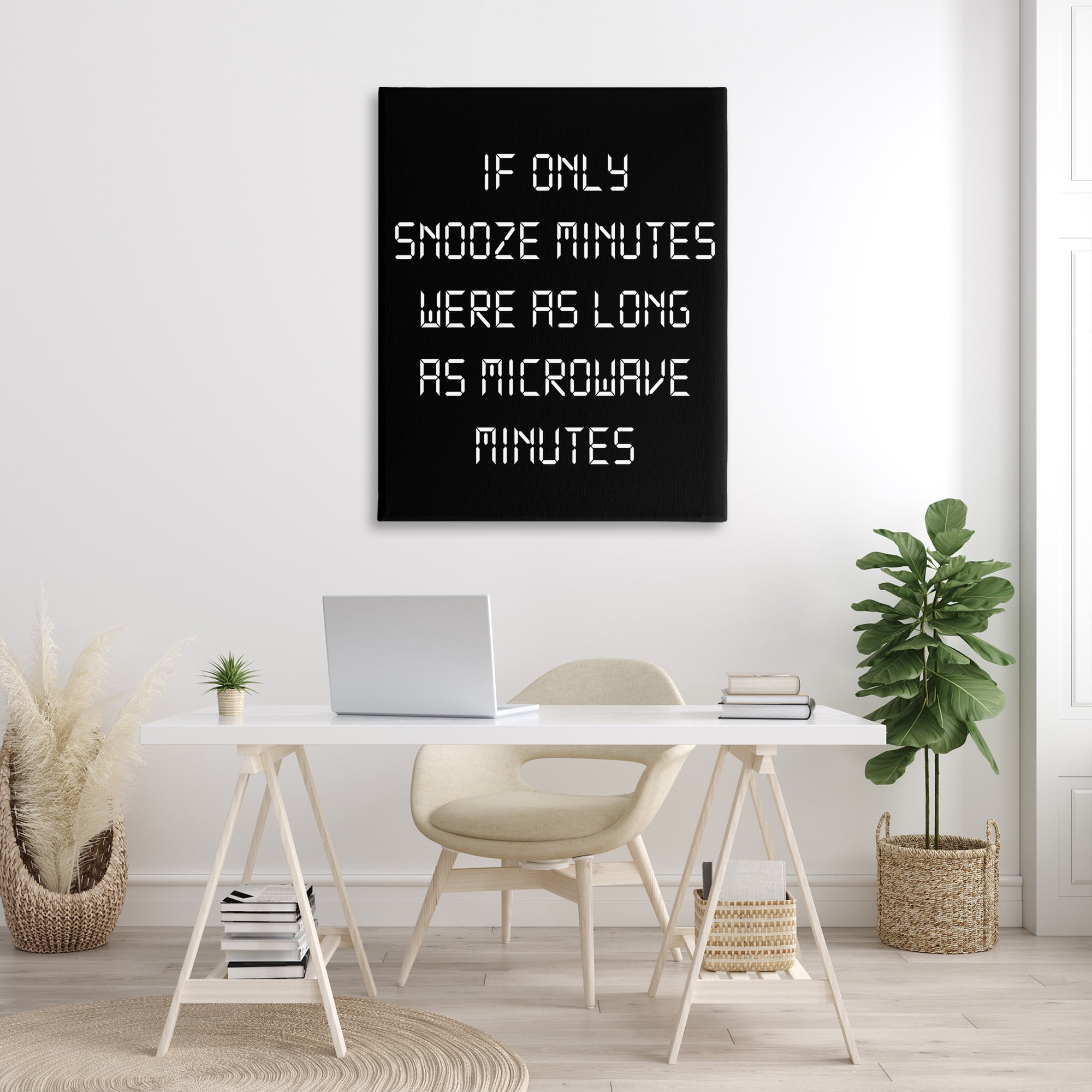 Stupell Industries Snooze Vs Microwave Minutes Typography Painting Gallery Wrapped Canvas Art Print Wall Art, 36 x 48
