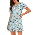 thumbnail image 1 of Easygdp Milk Bottles And Cow Head Camisón de manga corta para mujer, informal, estampado, 1 of 6