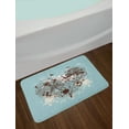 thumbnail image 2 of Floral Bath Mat, Silhouette Bouquet of Flowers in Heart Shape with Dragonflies, Plush Bathroom Decor Mat with Non Slip Backing, 29.5" X 17.5", Dark Brown Pale Blue, by Ambesonne, 2 of 2
