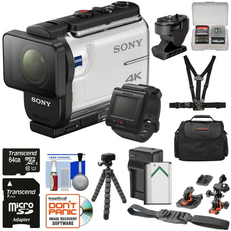 Sony Action Cam FDR-X3000R Wi-Fi GPS 4K HD Video Camera Camcorder & Live View Remote + Tilt Adapter + Action Mounts + 64GB Card + Battery & Charger + Case + Tripod (The Best Live Cams)