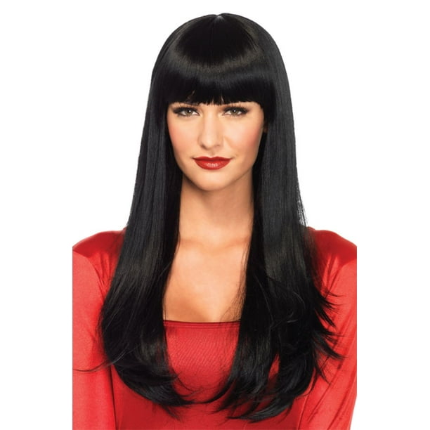 Black Bangin Long Straight Women Adult Halloween Wig Costume Accessory