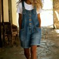 thumbnail image 5 of Shortalls for Women Denim Shortalls Button Front Cooling Shirt Wide Leg Spaghetti Strap Overalls Shorts Plus Size Women 2026 Workout Jumpsuit Casual Autumn Tops Loose Bib Jean,Blue,L, 5 of 8