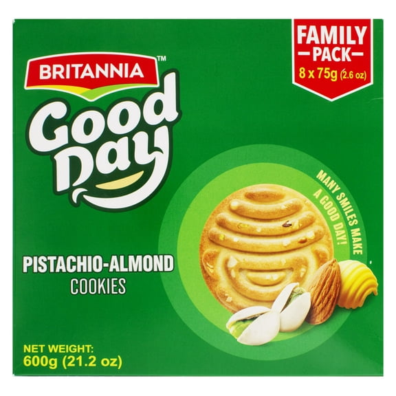 Britannia Good Day Pistachio-Almond Cookies, Family Pack, 21.2 oz