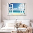 thumbnail image 2 of Elephant Stock Window To Remote Beach Wall Art - Horizontal Canvas Wall Art - Lobby Wall Decor - Beach Canvas - Blue And White Decor - 45" x 30", 2 of 8