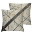 thumbnail image 2 of Acheng Throw Pillow Covers Set of 2 Marble Golden Geometric Lines Black and White Marbling Surface Modern Square Pillow Cases Decorative Cushion Cover for Sofa Bedroom Living Room White, 2 of 6