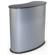 Portable Podium Counter with Kidney Bean Shape, Black Counter Top with Satin Gray Sidewalls - No Tools Required (TSPCL02SV)
