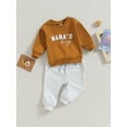 thumbnail image 4 of Elippeo Toddler Boy Autumn Clothes 6M 12M 18M 24M 3Y Letter Print Long Sleeve Sweatshirt Elastic Waist Pants 2Pcs Outfit, 4 of 10