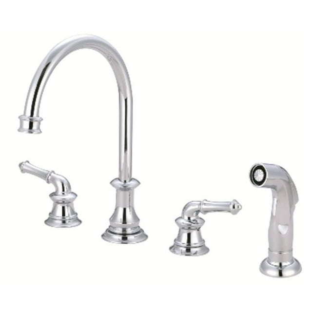 Just JRL-1191 Two Handle Kitchen Widespread Faucet With Spray- Polished Chrome
