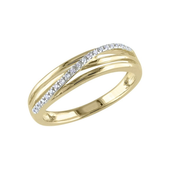 Gem & Harmony Diamond Crossover Ring in Yellow Plated Sterling Silver for Women