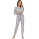 thumbnail image 2 of Conjunto de pijamas de mujer Pijamas de manga larga Pijamas con estampado de estrellas Ormromra HMHZ1841-3, 2 of 3