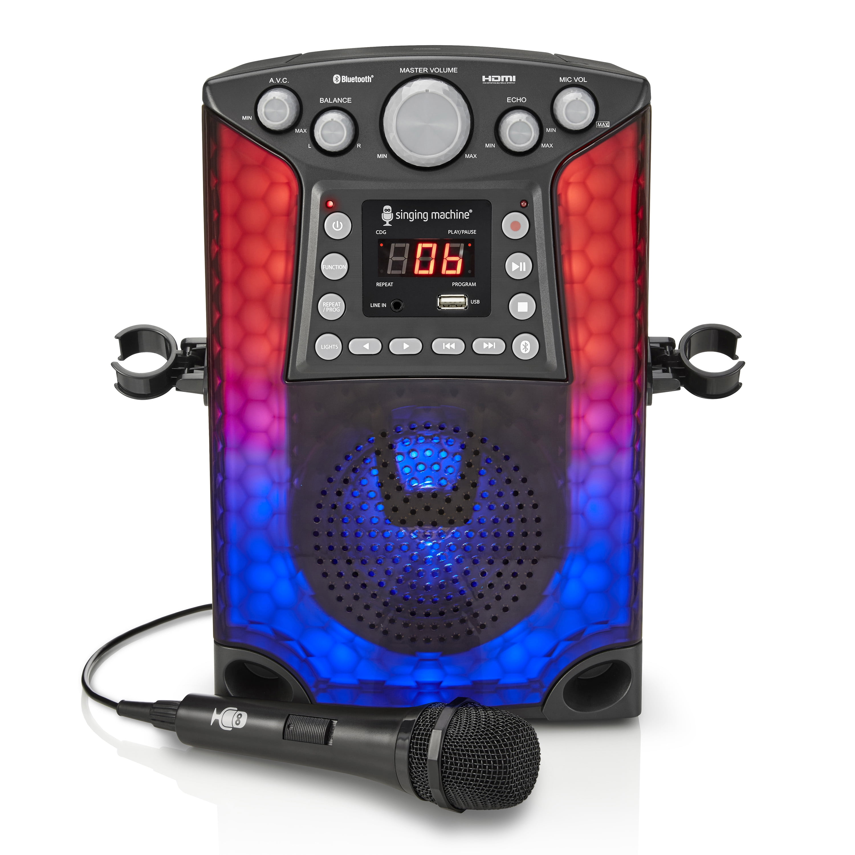The Singing Machine Bluetooth CD+G Karaoke Sound System with LED Lights, SML633, Black