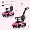 thumbnail image 3 of Gymax 3-in-1 Licensed Lamborghini Ride on Push Car Walking Toy Stroller with USB Port Pink, 3 of 8
