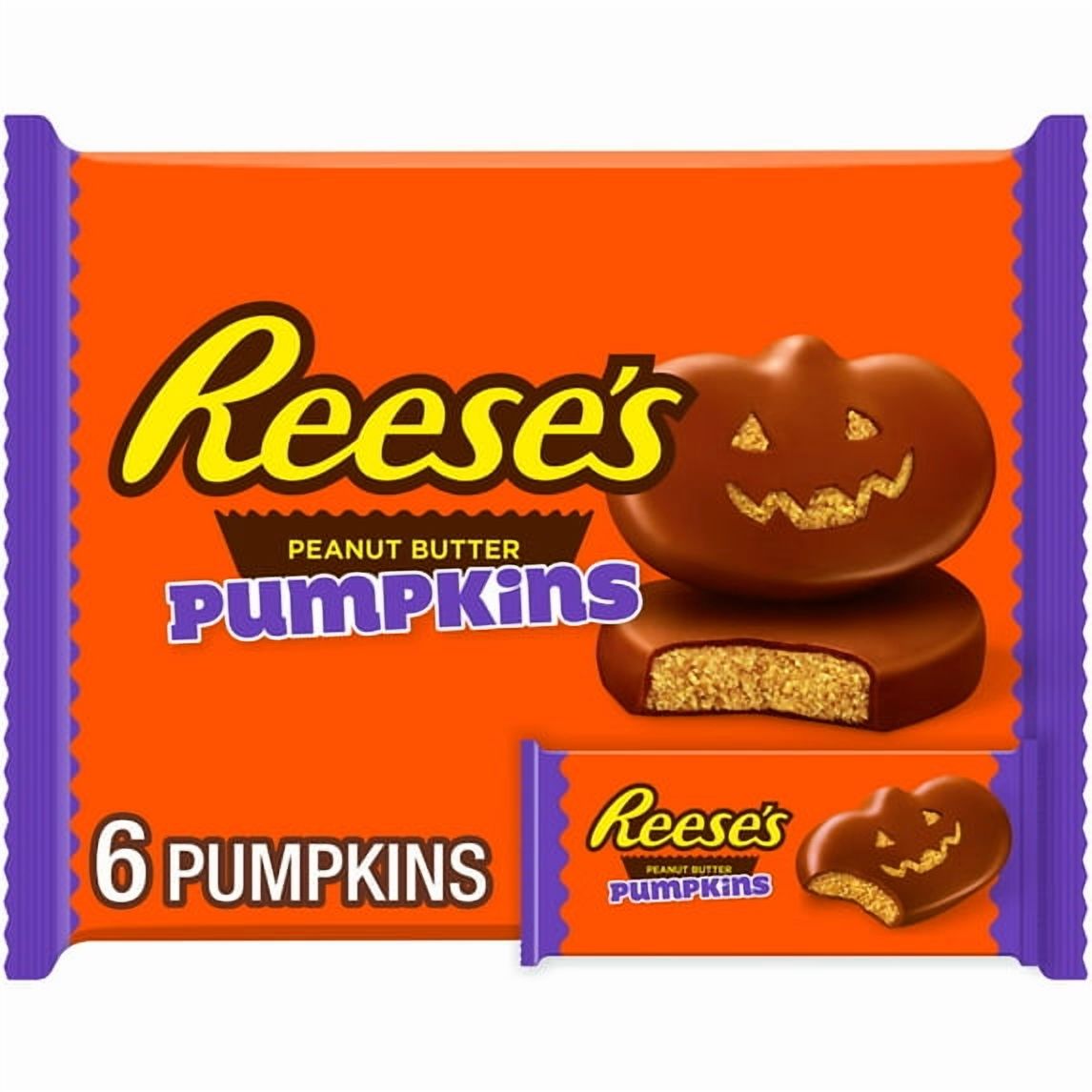 Reese's Milk Chocolate Peanut Butter Pumpkins Halloween  Packs 1.2 oz, 6 Count Candy, With Olive Green Bowl By ValueNest