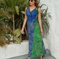 thumbnail image 3 of Demiparti Robe Sans Manches blu e verdi Mode Féminine Robe de Soirée, 3 of 5