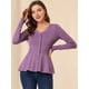 thumbnail image 3 of Día de San Patricio Top De Peplum De Punto Jersey Acanalado De Manga Larga Con Cuello En V Para Mujer Púrpura L, 3 of 6