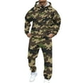 thumbnail image 3 of yuCgh Men's Casual and Personalized Printed Long Sleeve Hooded Sweatshirt and Sweatpants Two-Piece Set, Athletic Leisure Outfit for Gym, Lounge and Everyday Wear,Light Brown M, 3 of 6