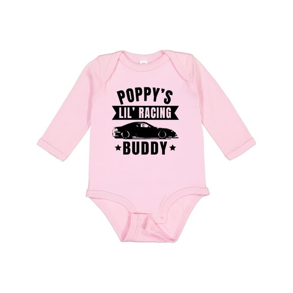 Inktastic Poppy's Lil' Racing Buddy with Car Silhouette Boys or Girls Long Sleeve Baby Bodysuit