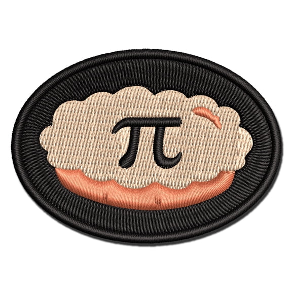 Pi Symbol on Pie Applique Multi-Color Embroidered Iron-On Patch - 2.5 Inch Small