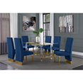 thumbnail image 2 of 7pc. 68" x 40" Glass Dining Set with 6 Chairs and Gold Stainless Steel, 2 of 4