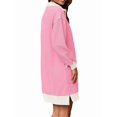 thumbnail image 3 of Women'S Oversized Sweatshirt Dress Half Zip V Neck Long Sleeve Contrast Fall Casual Mini Dresses Pink M, 3 of 8