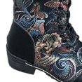 thumbnail image 6 of Tawop Girls Cowboy Boots,Winter Flat Flower Embroidered Ladies Lace Up Mid-Calf Retro Zipper Casual Boots Boots Short Boots For Women, 6 of 7