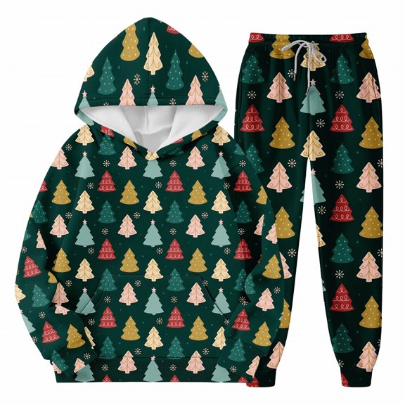 Mercatoo Christmas Suit for Boys 2 Piece 𝐓racksuits Fleece Hoodies & Sweatpants Set Girls Santa Graphic Sweatsuits Xmas Outfits