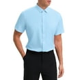 thumbnail image 4 of INSPIRE CHIC Mens Short Sleeve Dress Shirts Stretch Lightweight Business Solid Formal Button Down Shirts 2XL Blue, 4 of 6