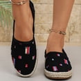 thumbnail image 6 of IEMIEMIEM Women's Canvas Shoe Distressed Espadrille Slip-On Shoes Frayed Colorful Patch Print Casual Canvas Loafers with Hemp Sole for Daily 8.5 wide, 6 of 8