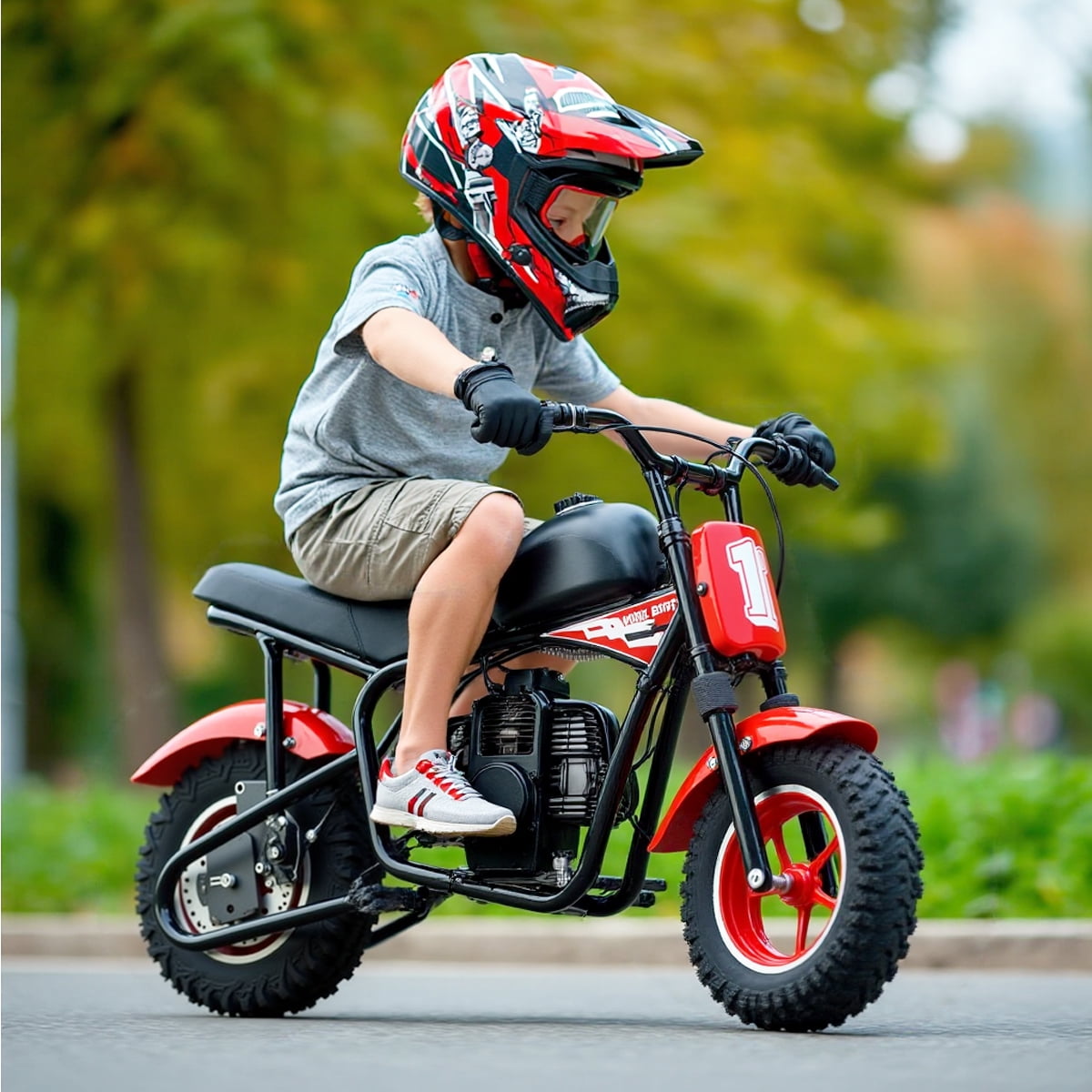 TOXOZERS Mini Bike,50cc Dirt Bike with Plush Seat,2-Stroke Mini Motor-cycle for Ages 8+,20mph Max Speed,180 lbs Weight Limit