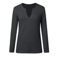 thumbnail image 6 of UJNDER Women's Casual V Neck Long Sleeve Tops Knit Loose Shirt 2025 Solid Color Pullovers Tops for Women Comfortable Knit Dark Gray M, 6 of 7