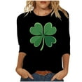 thumbnail image 2 of Craaazy Women's Funny St Patricks Day Shirts Shamrock Printed Loose 3/4 Sleeve T-Shirts Gifts, 2 of 5