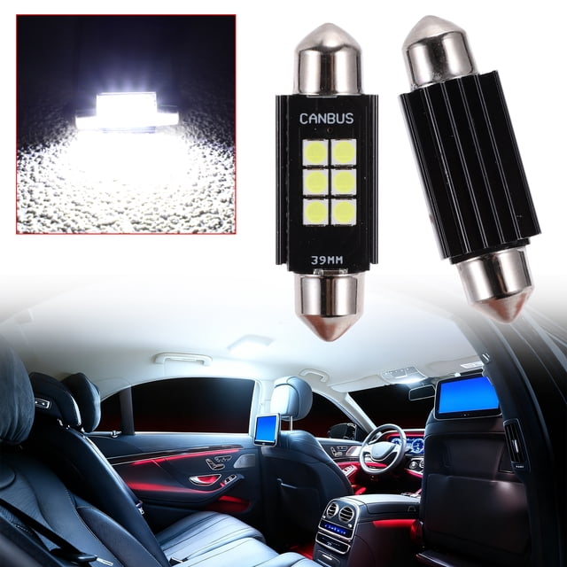 Bombillas LED de luz de cúpula Unique Bargains Chip 3030 6 LED para luz de cúpula de automóvil, luces interiores, luz de placa de matrícula 39mm blanca, bombilla de luz de mapa 2 Pcs