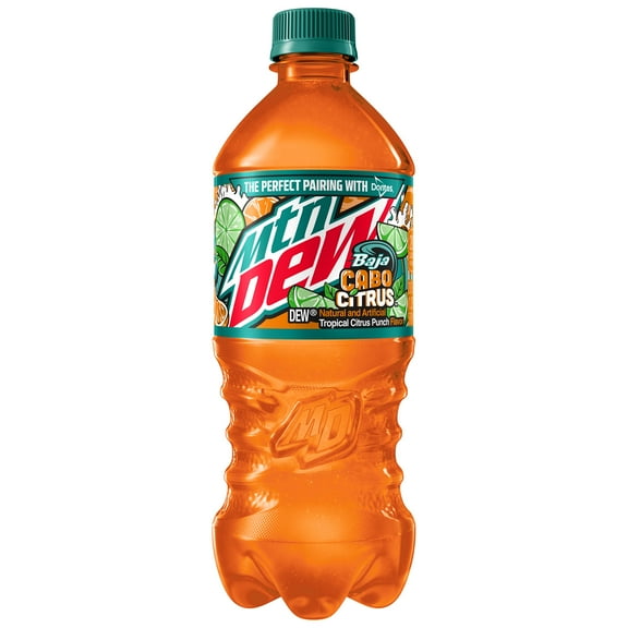 Mountain Dew Baja Blast Soda Cabo Citrus, 20 fl oz Bottle