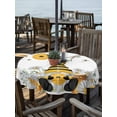 thumbnail image 2 of Outdoor Tablecloth with Umbrella Hole for Patio/Picnic/Party/Camping, Yellow Gnomes Waterproof Table Cloth Round Cover Washable, Bees Spring Floral Daisy Branches (Dia 60"), 2 of 8