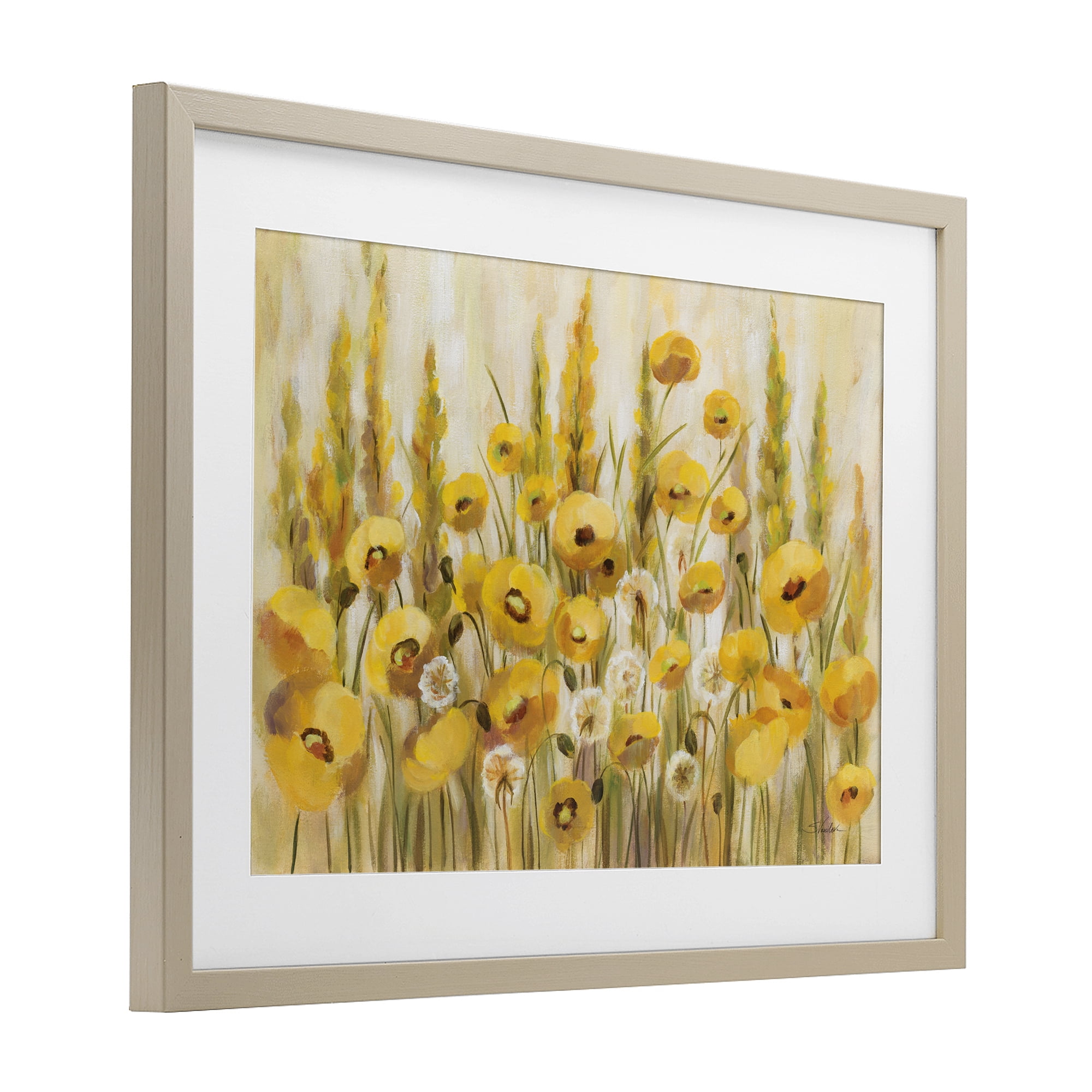 Stupell Industries Yellow Field of Poppies Birch Framed Print Under Glass, design by Silvia Vassileva