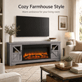 thumbnail image 2 of 75" Fireplace TV Stand for TVs up to 80", Entertainment Center with 44" Electric Fireplace, 1500W Infrared Quartz Heater, Remote Control and Timer, TV Media Console Cabinet  w/2 Doors & Shelves, 2 of 9