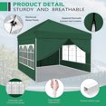 thumbnail image 6 of JZSDB 10' x 10' Pop Up Canopy Tent with Sidewalls Windows, Wheeled Bag, 4 Weight Bags - Green, 6 of 7