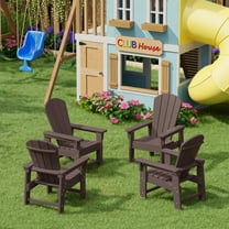 WestinTrends Malibu Kids Outdoor Adirondack Plastic Patio Chair (Set of 4), Dark Brown