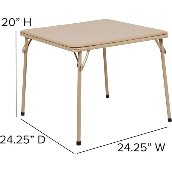 WYDK Kids Foldable Table, Folding Tables for Indoor and Outdoor Use,Square Card Table, Collapsible Design, Lightweight and Durable, Fold Up Tables, Ideal for Camping, Dining, Picnic,Tan