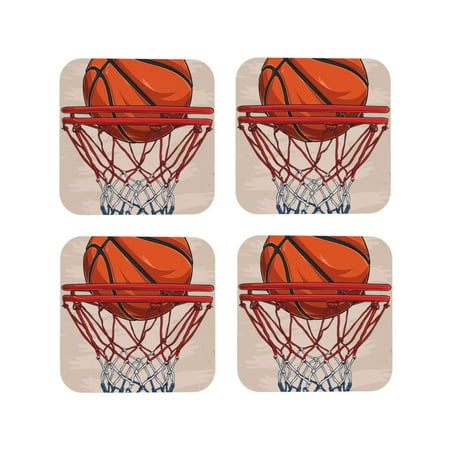 

Tideii Basketball Shot for Leather Coasters 4 Pieces Anti-fouling and Anti-scalding Decorative Coasters Suitable for Restaurants Kitchens Coffee Shops-Square